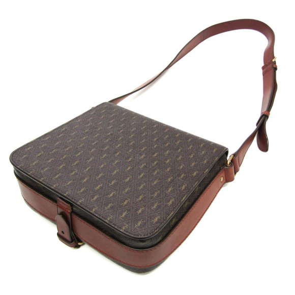 SAINT LAURENT Monogram Leather PVC Shoulder Bag in Dark Brown - Picture 2 of 14